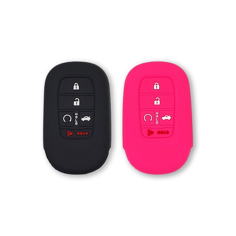 Autobase Silicone Key Fob Cover for 2022 2023 2024 2025 2026 Honda Civic Accord HR-V CR-V Pilot Sport SI EX EX-L Touring | Car Accessory | Key Protection Case - 2 Pcs (Pink) - Image 1